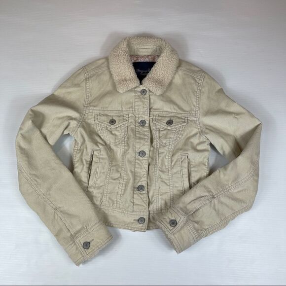 American Eagle Outfitters Corduroy Jacket Faux Fur Collar Cuffs Women’s Size S - Picture 1 of 11